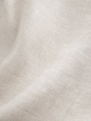Bone Straight Fit Signature Belted 100% Linen Single Pleat Herringbone Trousers - Image 10 of 11