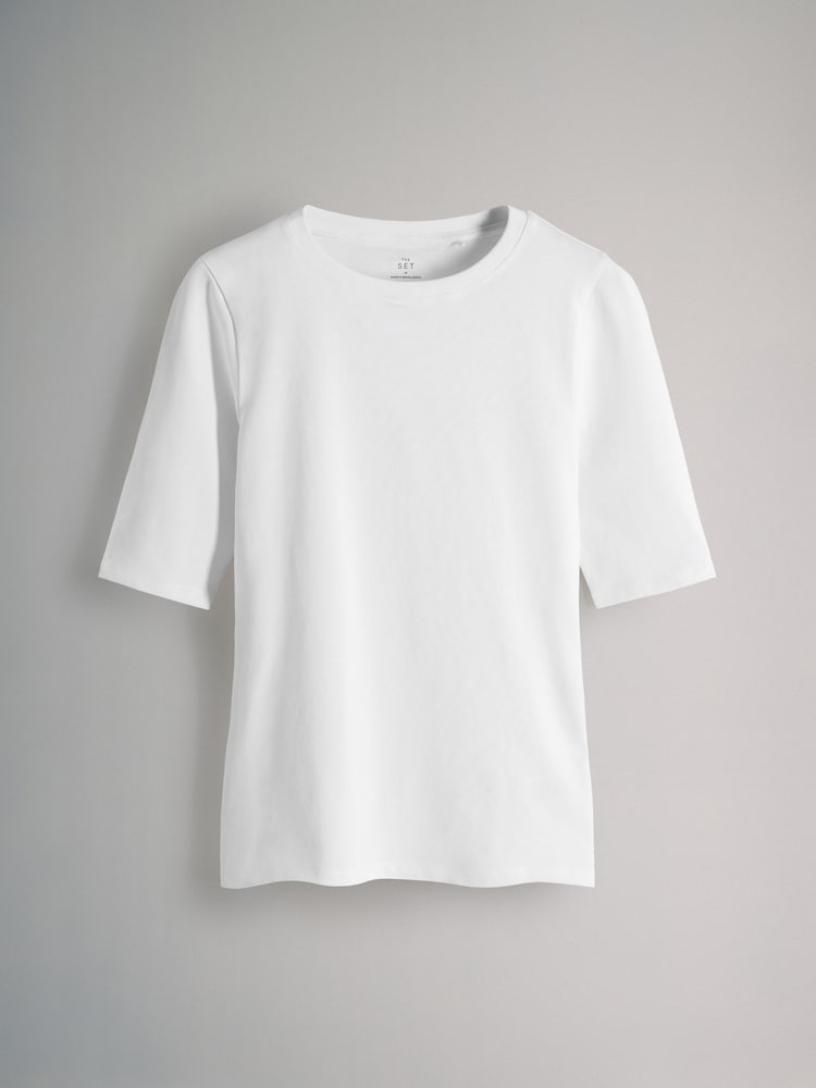 The Set Black/White/Animal/Pink 4 Pack Quarter Sleeve Everyday T-Shirt - Image 2 of 6 The Set Black/White/Animal/Pink 4 Pack Quarter Sleeve Everyday T-Shirt - Image 2 of 6