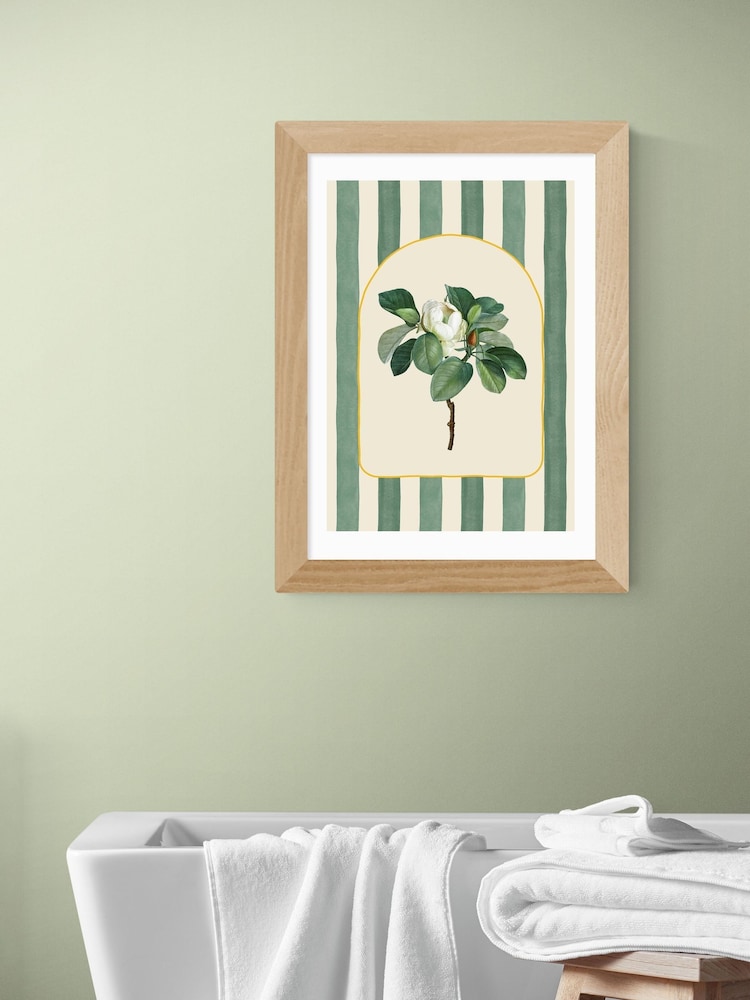 East End Prints Oak Stripey Magnolia Wall Art Print by Oh Fine! Art - Image 1 of 3