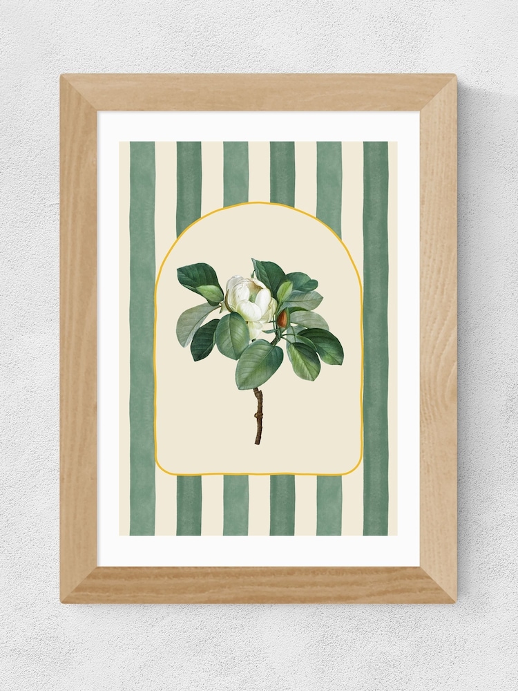 East End Prints Oak Stripey Magnolia Wall Art Print by Oh Fine! Art - Image 2 of 3