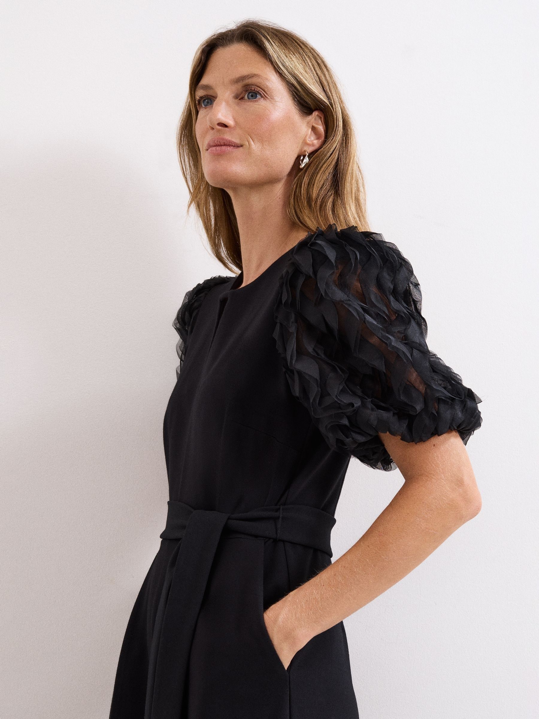 Buy Phase Eight Black Anda Puff Sleeve Jumpsuit from Next Oman