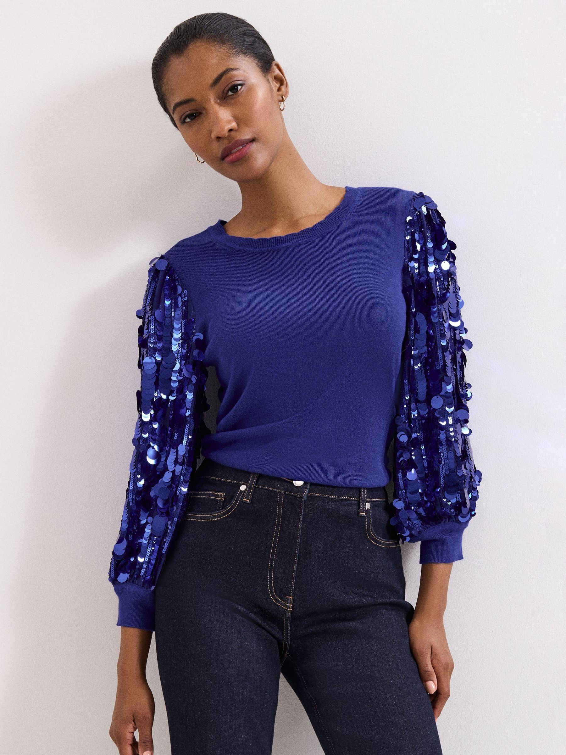 Phase Eight Women's Blue Becky Sequin Jumper