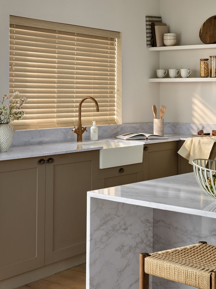 Brown Scandi Oak Made To Measure 50mm Sunwood Fauxwood Venetian Blinds - Image 2 of 6 Brown Scandi Oak Made To Measure 50mm Sunwood Fauxwood Venetian Blinds - Image 2 of 6