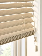 Brown Scandi Oak Made To Measure 50mm Sunwood Fauxwood Venetian Blinds - Image 5 of 6
