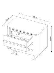 White Aviano N Premium Oak Veneer 2 Drawer Wide Bedside Table - Image 3 of 7