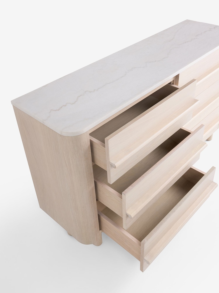 White Aviano N. Premium Oak Veneer 6 Drawer Chest of Drawers - Image 10 of 10