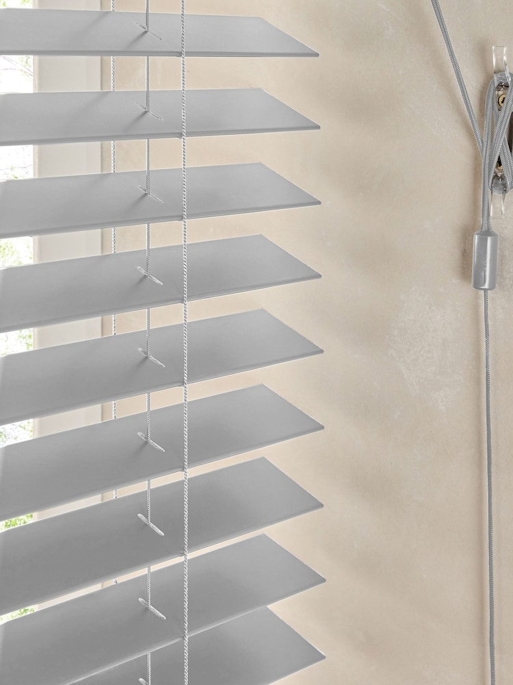 Grey Mission Made To Measure 50mm Sunwood Fauxwood Venetian Blinds - Image 5 of 5 Grey Mission Made To Measure 50mm Sunwood Fauxwood Venetian Blinds - Image 5 of 5