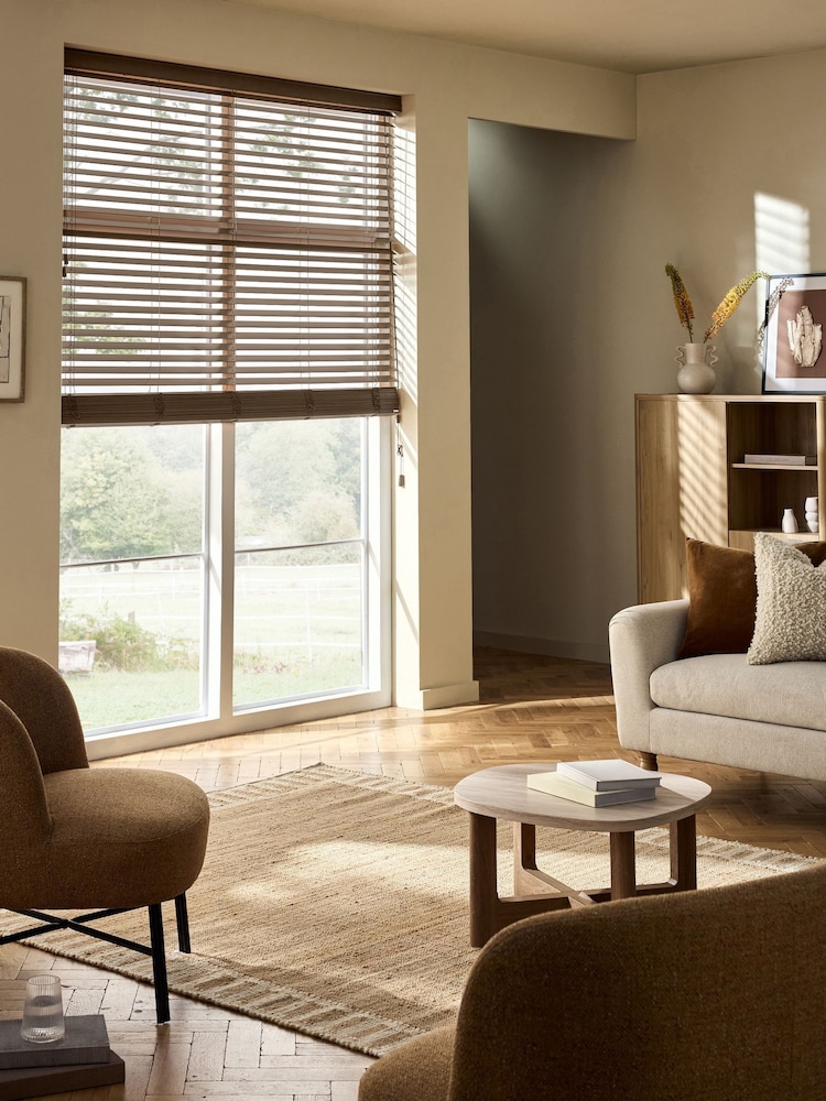 Brown Oregon Made To Measure 50mm Sunwood Venetian Blinds - Image 1 of 6 Brown Oregon Made To Measure 50mm Sunwood Venetian Blinds - Image 1 of 6