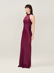 Omnes Red Milos Maxi Halter Neckline Dress with Back Bow Detail - Image 2 of 5