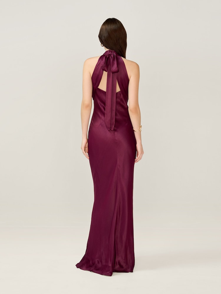 Buy Omnes Red Milos Maxi Halter Neckline Dress with Back Bow Detail from  Next India