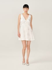 Omnes White Bridal Bowlyn Mini Floral Jacquard Dress - Image 1 of 6