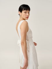 Omnes White Bridal Bowlyn Mini Floral Jacquard Dress - Image 6 of 6