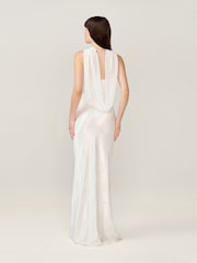 Omnes White Faith Midi Floral Jacquard Dress with Cowl Back Detail Scarf - Image 4 of 7