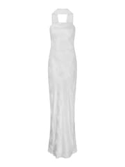 Omnes White Faith Midi Floral Jacquard Dress with Cowl Back Detail Scarf - Image 7 of 7