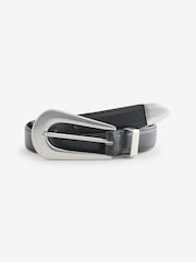 Mango Black Leather Skinny Belt - Image 1 of 1