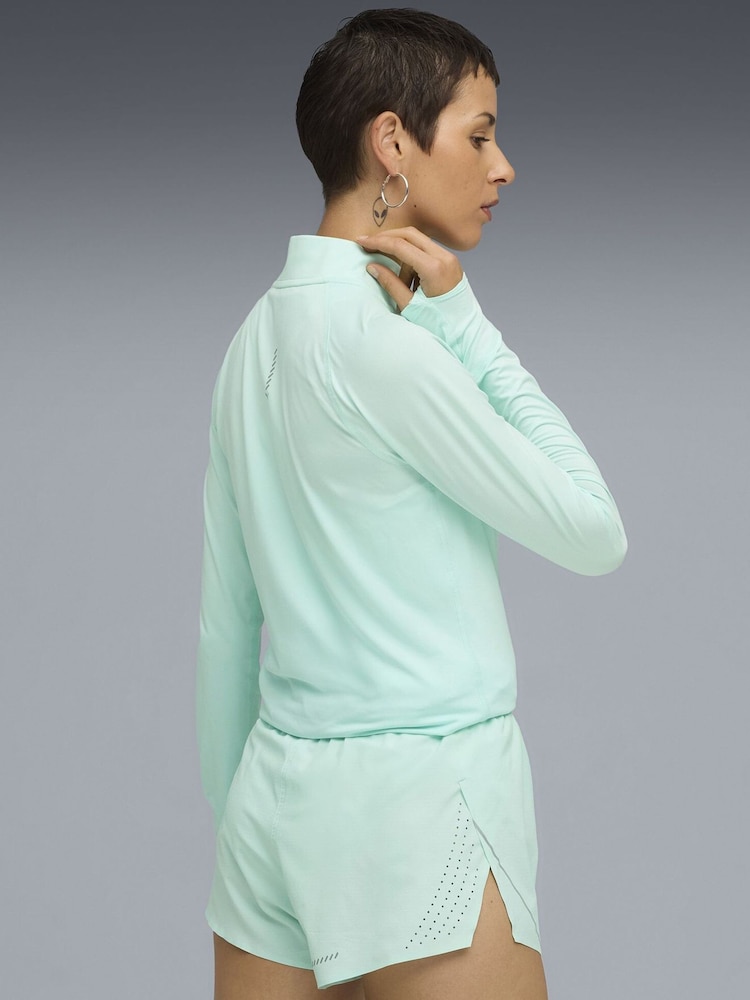 Puma Green RUN VELOCITY CLOUDSPUN Womens Quarter-Zip Top - Image 2 of 5