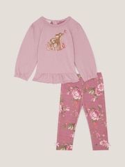 Monsoon Pink Baby Felicity Floral Top & Leggings Set - Image 1 of 3