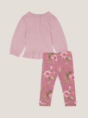 Monsoon Pink Baby Felicity Floral Top & Leggings Set - Image 2 of 3