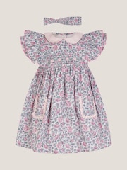 Monsoon Pink Baby Savannah Floral Dress & Headband Set - Image 1 of 3