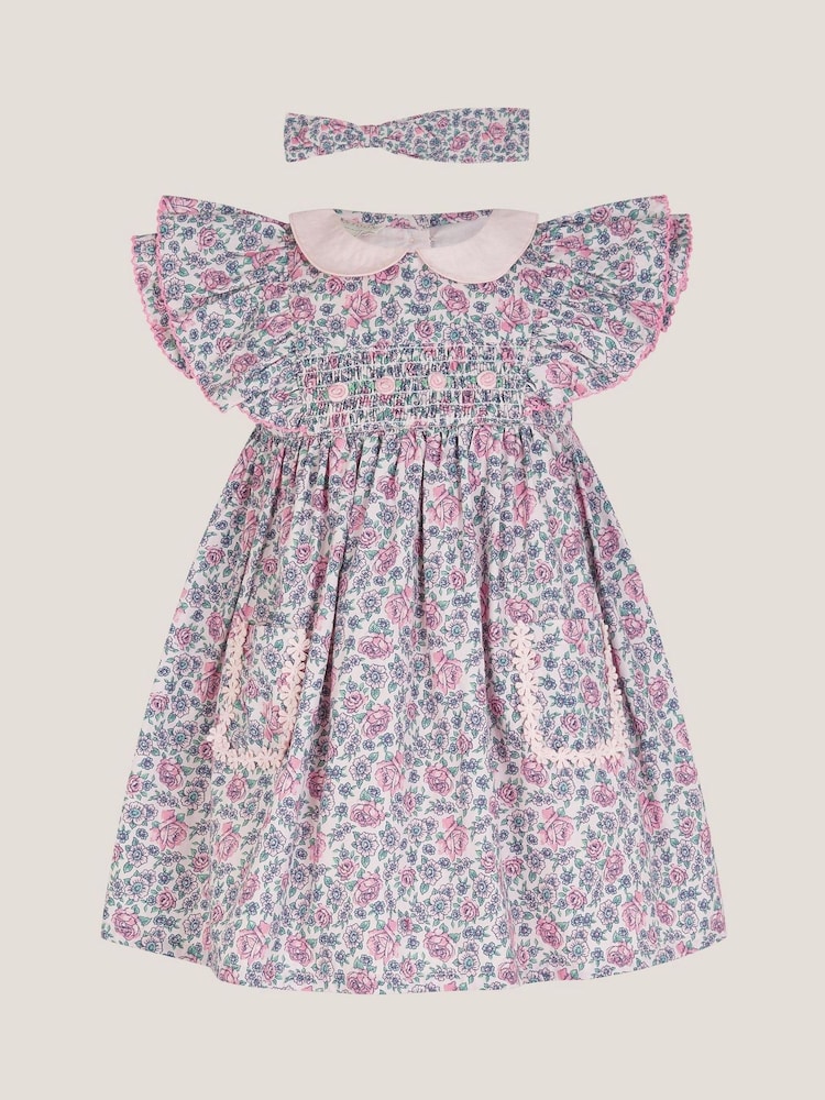 Monsoon Pink Baby Savannah Floral Dress & Headband Set - Image 1 of 3 Monsoon Pink Baby Savannah Floral Dress & Headband Set - Image 1 of 3