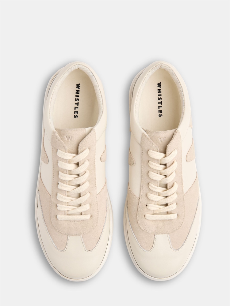 Whistles White Suede Leather Mix Trainers - Image 4 of 4