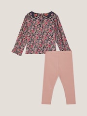 Monsoon Blue Baby Floral Blouse & Leggings Set - Image 2 of 3