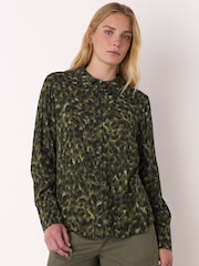 Whistles Green Animal Print Collared Shirt - Image 1 of 5