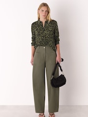 Whistles Green Animal Print Collared Shirt - Image 3 of 5