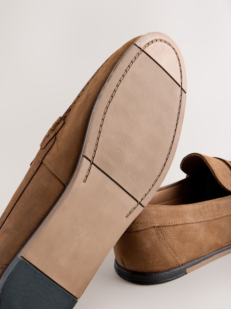Tan Brown Suede Slim Loafers - Image 6 of 6