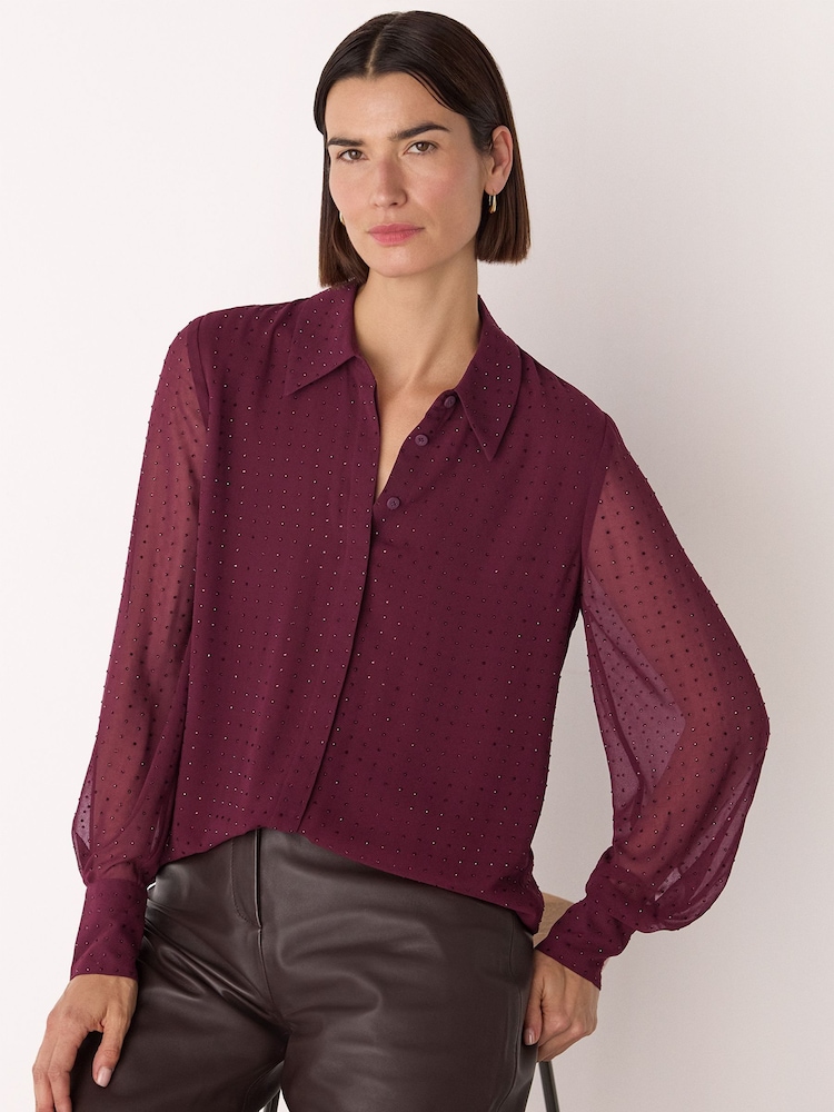 Whistles Red Hot Fix Sheer Shirt - Image 1 of 5