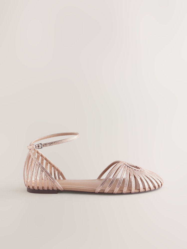 Rose Gold Forever Comfort® Bling Two Part Flats - Image 2 of 4