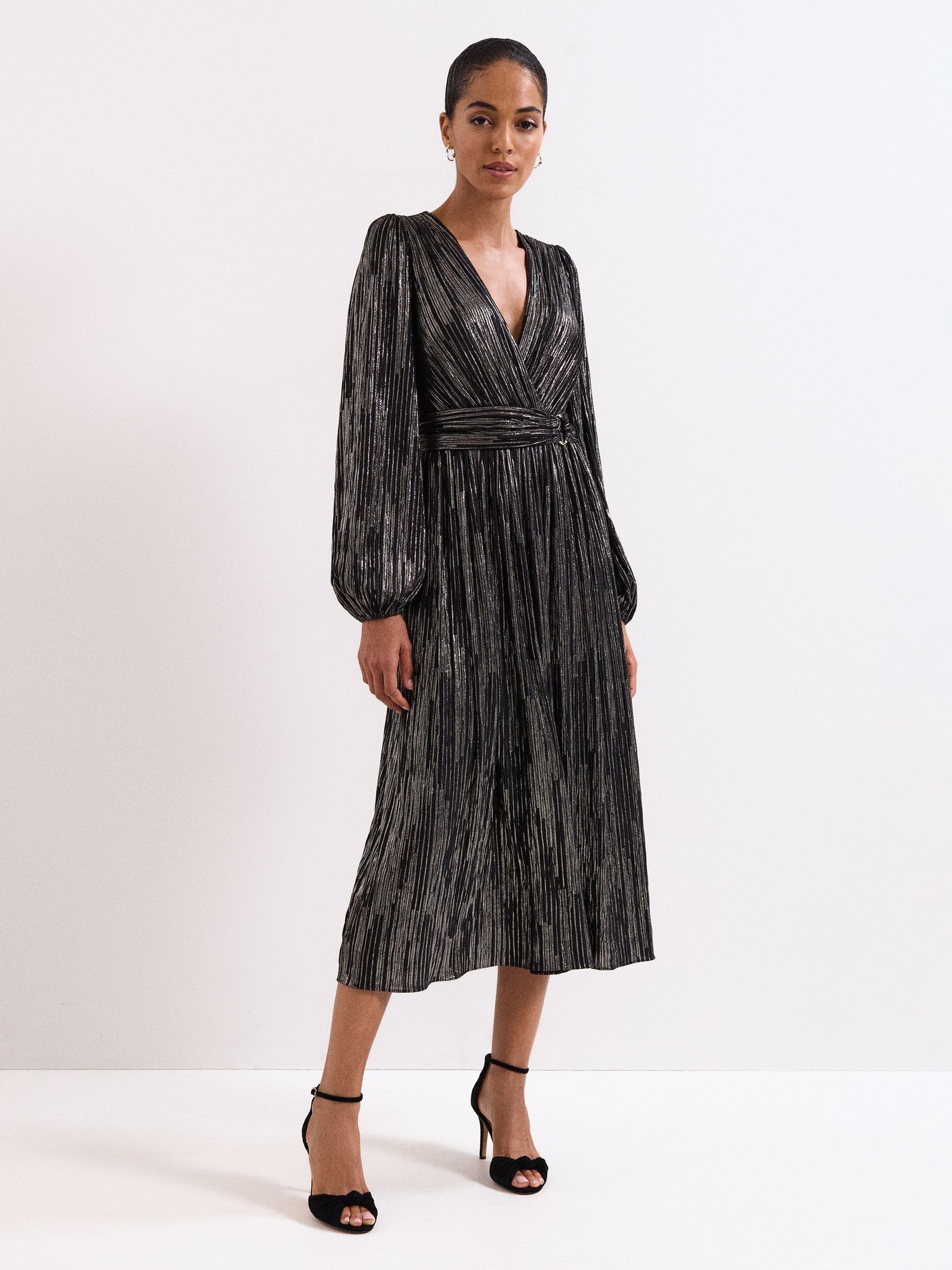 Phase Eight Women's Charcoal Emre Stripe Dress In | : Size 18 - Image 1