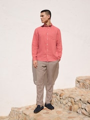 Roșu - Mânecă lungă - Cămașă de in - Imaginea 2 din 8