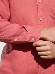 Roșu - Mânecă lungă - Cămașă de in - Imaginea 5 din 8