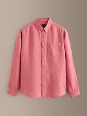 Roșu - Mânecă lungă - Cămașă de in - Imaginea 6 din 8