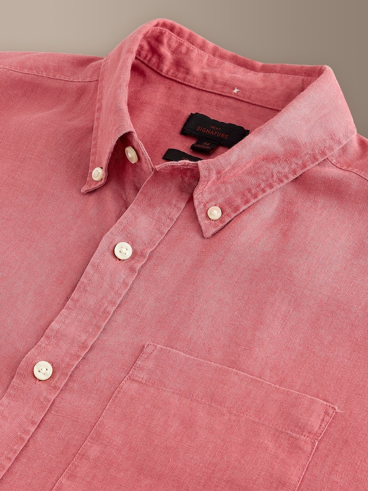 Roșu - Mânecă lungă - Cămașă de in - Imaginea 8 din 8