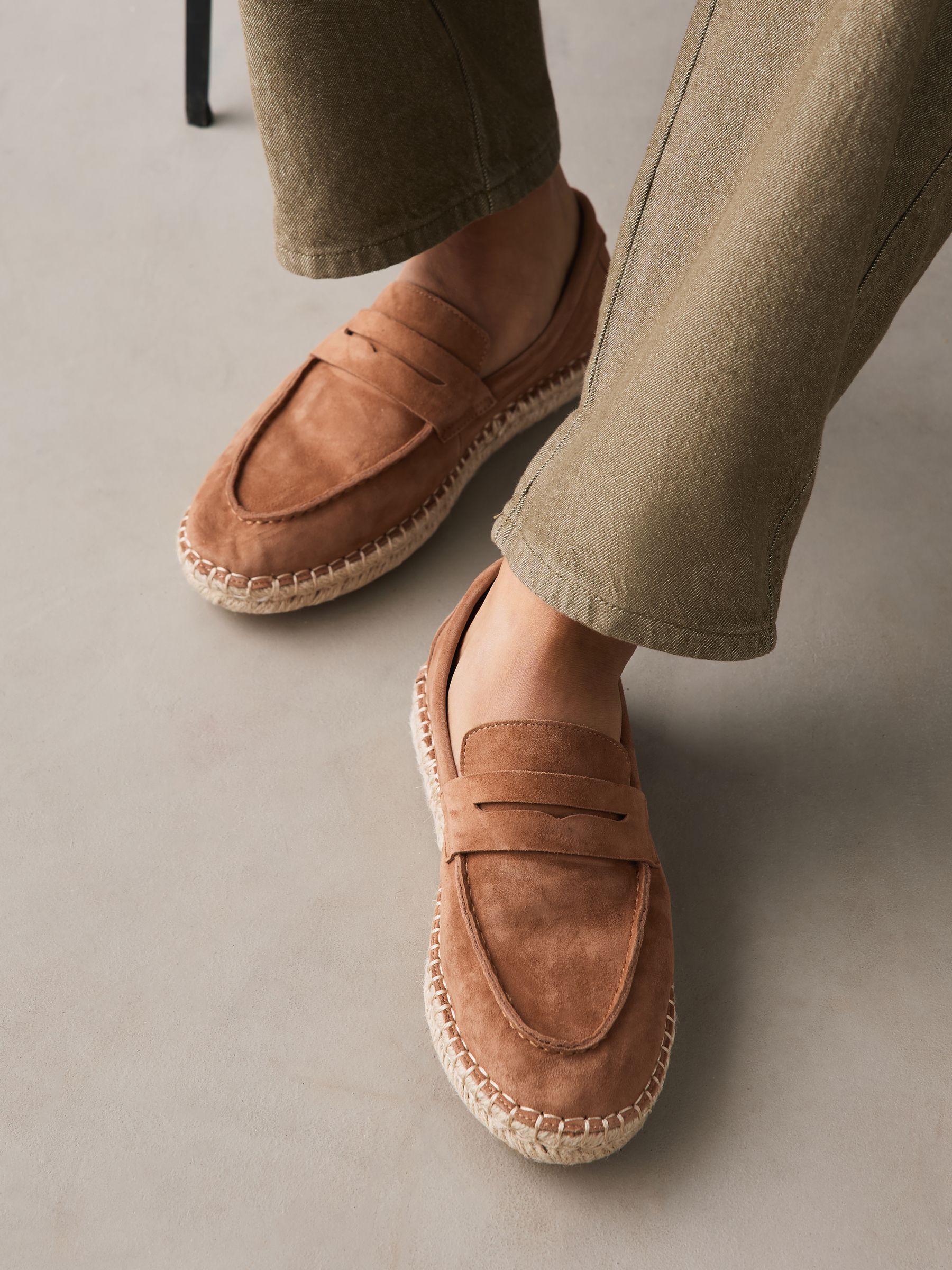 Buy Tan Brown Suede Espadrille Loafers from Next USA