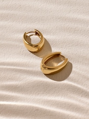 Gold Tone Waterproof Stainless Steel Oval Hoop Earrings - Image 1 of 3