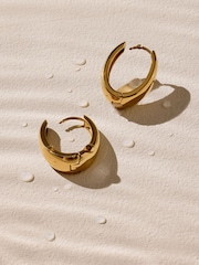 Gold Tone Waterproof Stainless Steel Oval Hoop Earrings - Image 2 of 3