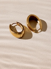 Gold Tone Waterproof Stainless Steel Oval Hoop Earrings - Image 5 of 5