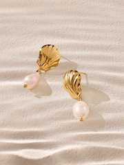 Gold Tone Stainless Steel Shell Earrings - Image 1 of 3