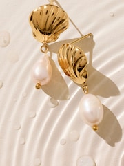 Gold Tone Stainless Steel Shell Earrings - Image 3 of 3