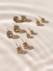 Gold Tone Waterproof Stainless Steel Sparkle Stud Earrings 5 Pack - Image 1 of 3