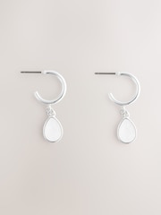 Silver Tone Semi-Precious Stone Hoop Earrings - Image 1 of 3