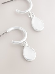 Silver Tone Semi-Precious Stone Hoop Earrings - Image 2 of 3