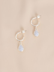 Silver Tone Semi-Precious Stone Hoop Earrings - Image 9 of 9