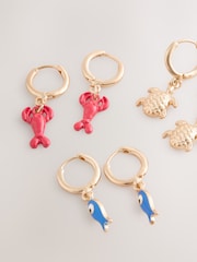 Tonalité d'or - Sea Creature Huggie Hoop Earrings 3 Pack - Image 3 de 3