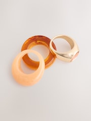 Peach/Brown Resin Stone Ring 3 Pack - Image 5 of 5