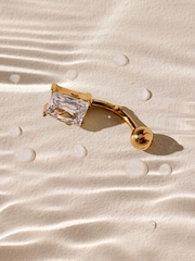 Gold Tone / Cubic Zirconia Waterproof Stainless Steel Belly Bar - Image 3 of 3