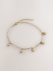 Gold Tone Waterproof Stainless Steel Sparkle Drop Anklet - Image 4 of 6